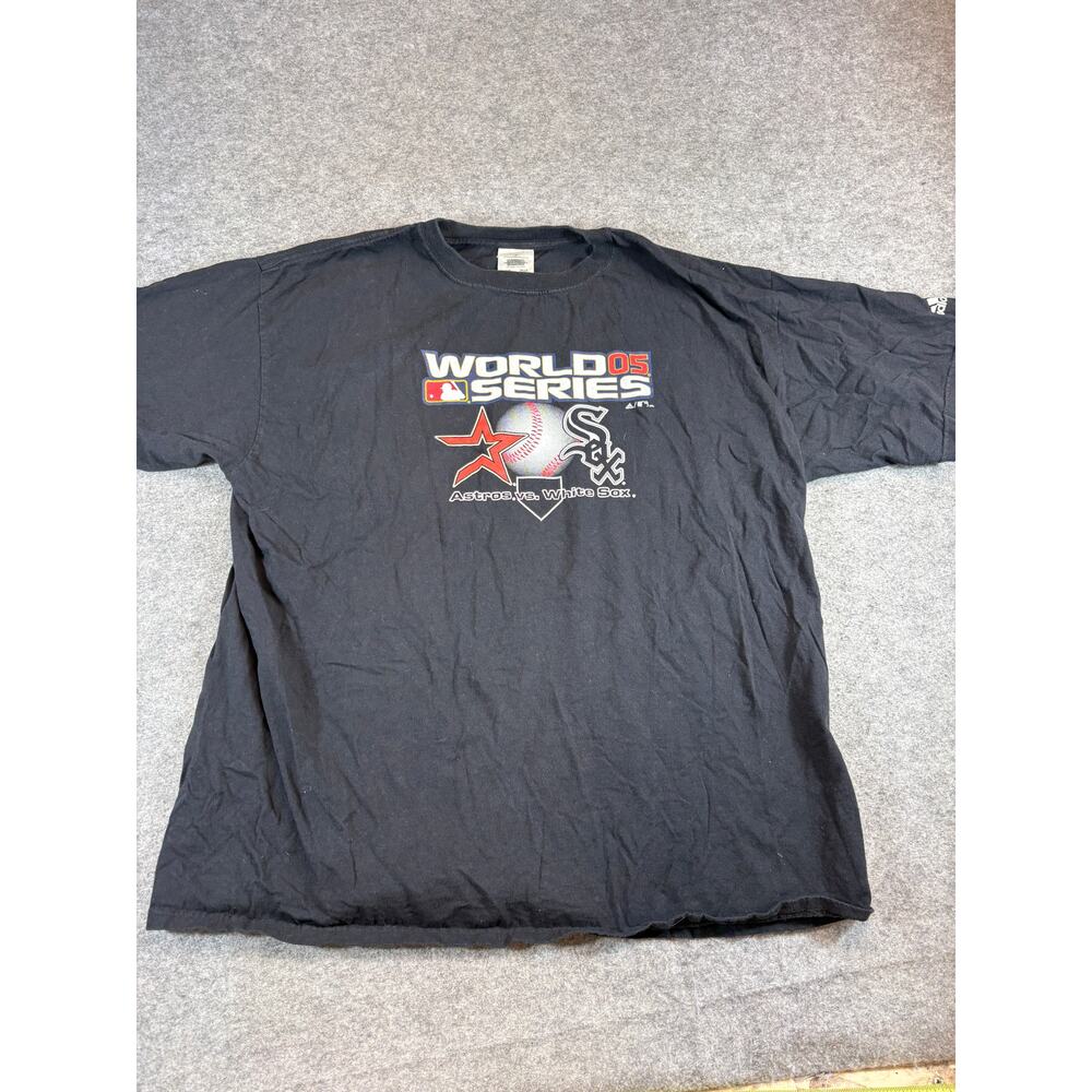 Vtg Y2K Chicago White Sox Houston Astros World Series Shirt Mens XL Black Adidas - Picture 1 of 6